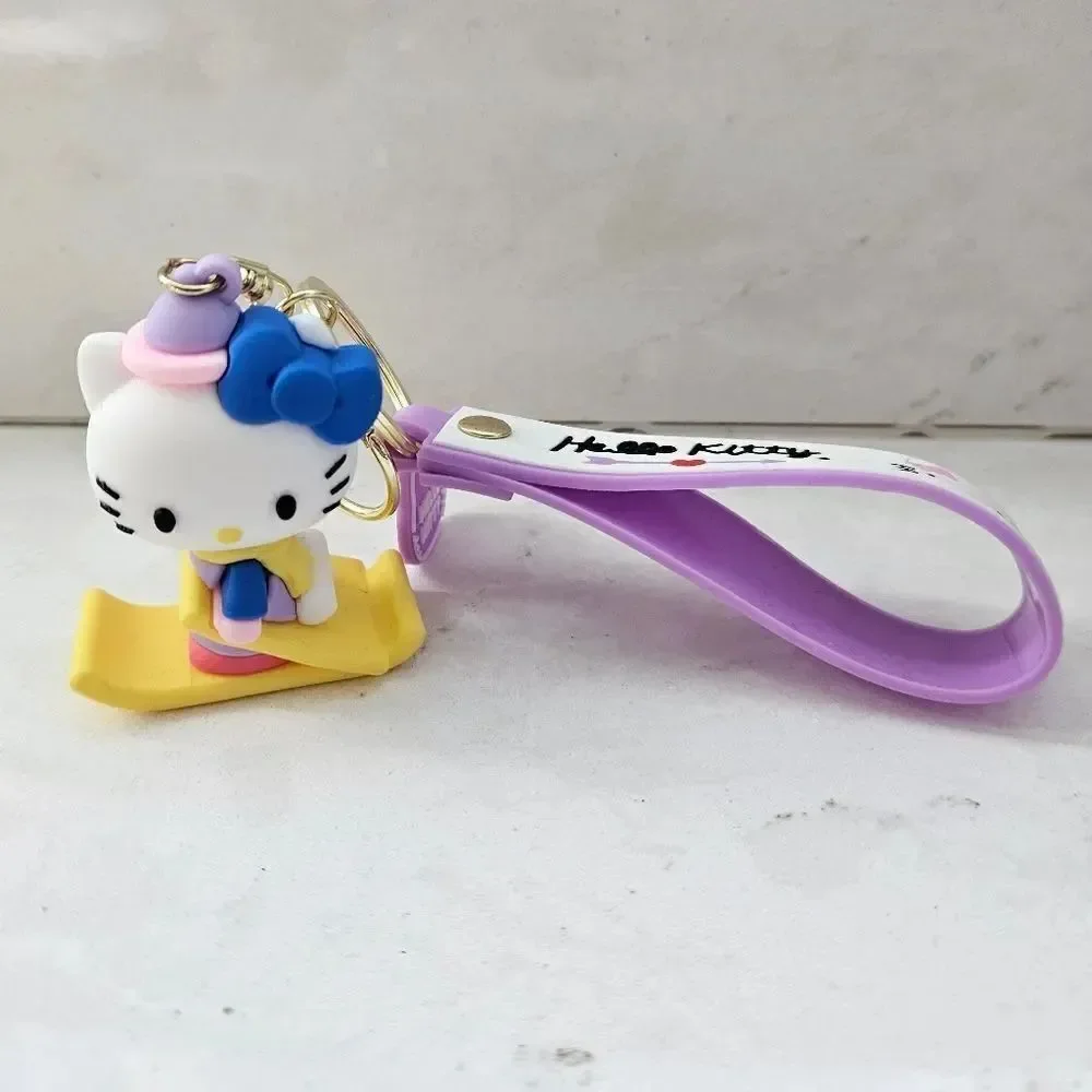 Hello Kitty Skiing Keychain with Blue and Pink Accents